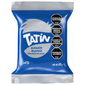 Pack por 4 unidades de Alfajor Tatin Simple Blanco x 33 gramos