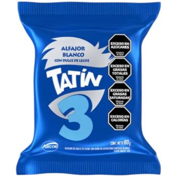 Pack por 3 unidades de Alfajor Tatin Triple Blanco x 60 gramos