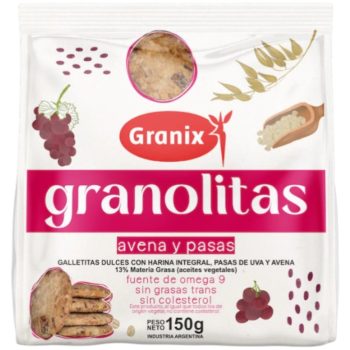 Granolitas Avena y Pasas x 150 gramos